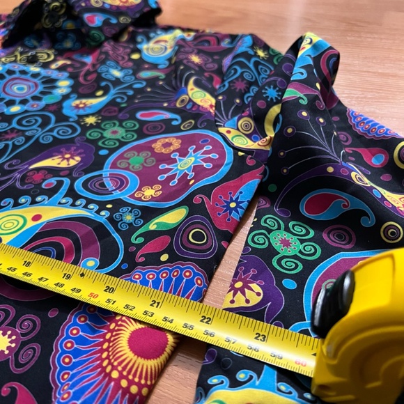 Men's Shirt Casual Tops Colorful Nightclub Blouse Long Sleeve Large - Picture 5 of 5